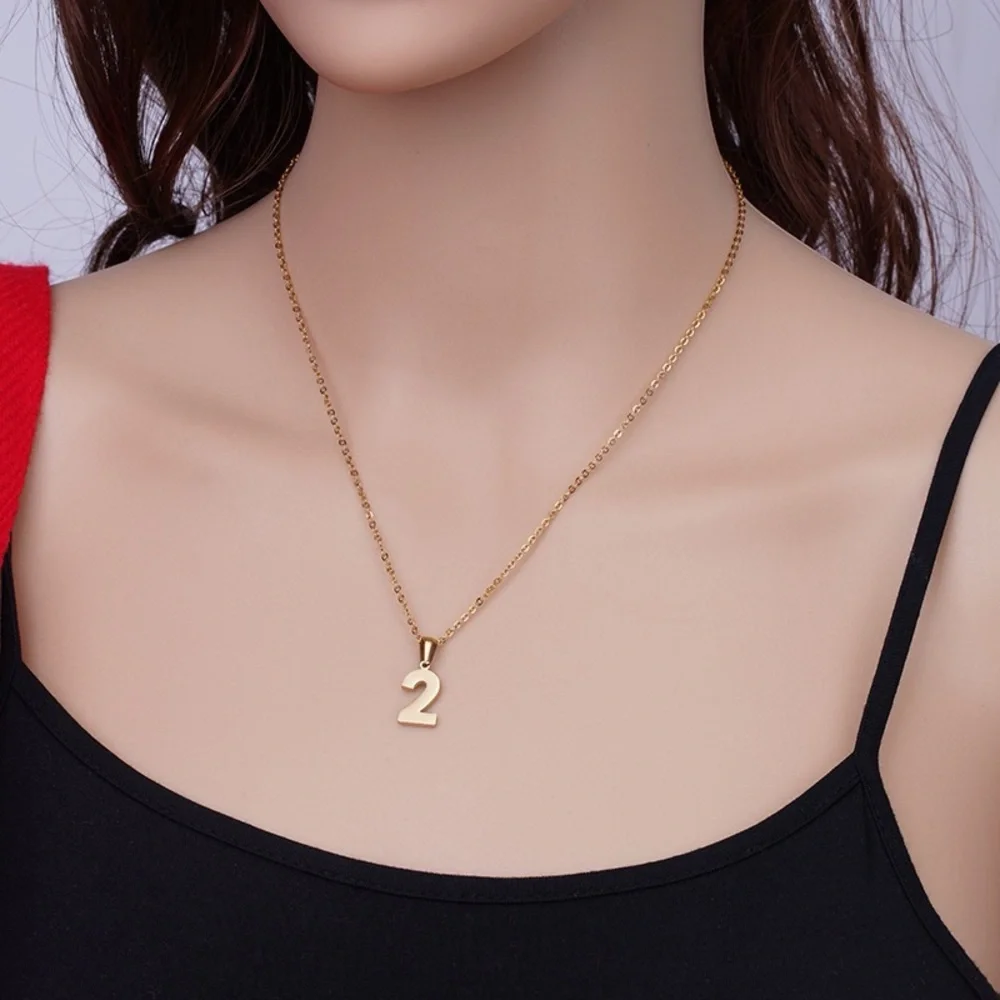 18K Gold Plated Lucky Number Necklace*Angel Number Charm*0123456789 Pendant*ZX - Picture 3 of 15